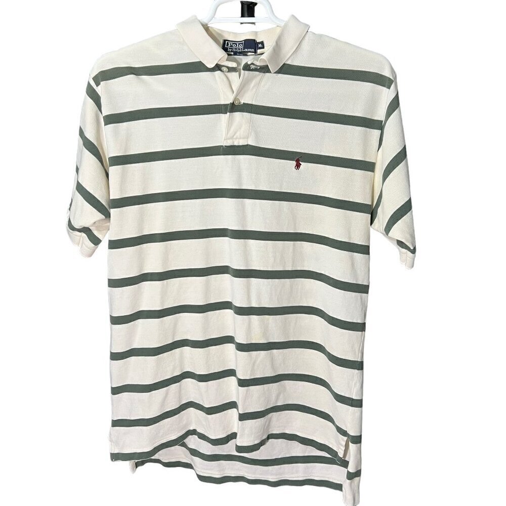 Polo Ralph Lauren Striped Short Sleeve Polo Red Horse White Green Size XL